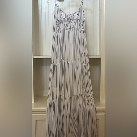 Kona Sol Women’s Tiered Maxi Cover Up Dress | White and Navy Striped - Picture 4 of 7